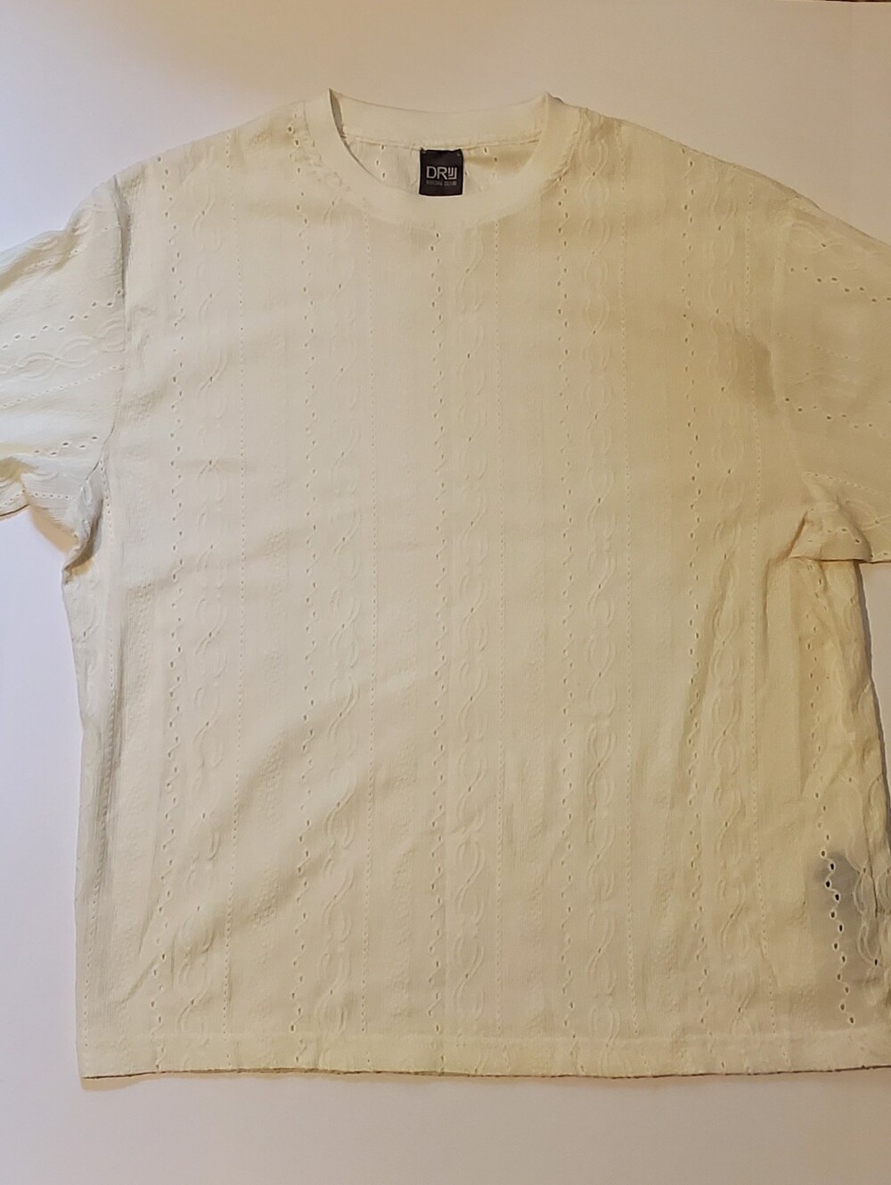 DRW Social Club Men's Cream Knit Short-Sleeve Shirt Size Medium